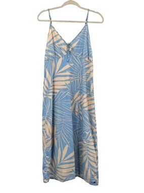 Roxy Lady Winter Again Palm Print Midi Dress Size Small Tropical Vacation Beachy